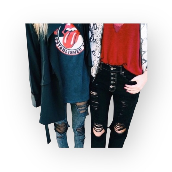 new LF Carmar ༄ Shredded Knee Destroyed Boyfriend Jeans ༄ Overdye Black ༄ 23 25 - Picture 15 of 16